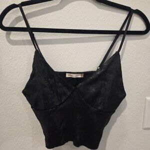 Black Sequin Cami Tank Top Spaghetti Strap Size M